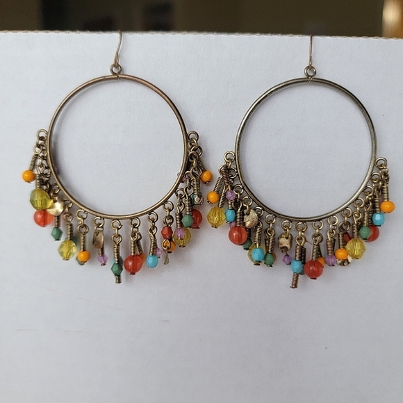 Boho Beaded Hoop Earrings - Picture 3 of 6